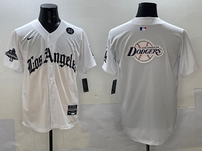 Men Los Angeles Dodgers Blank White Five generations Joint Name 2025 Nike MLB Jersey style 77->los angeles dodgers->MLB Jersey